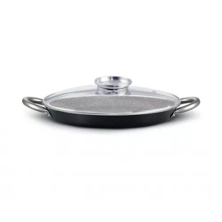 Bio Stone Ovális szelet-halsütő serpenyő fedővel, 36-26 cm